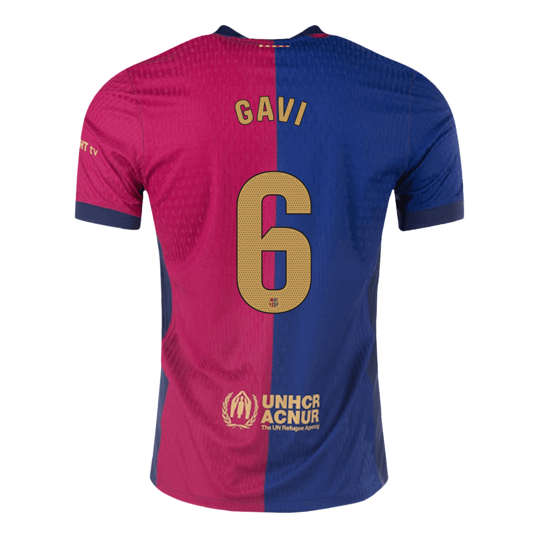 Soccer Kits Authentic GAVI #6 Barcelona Home Soccer Jersey 2024/25 - Spotify Logo Without Text