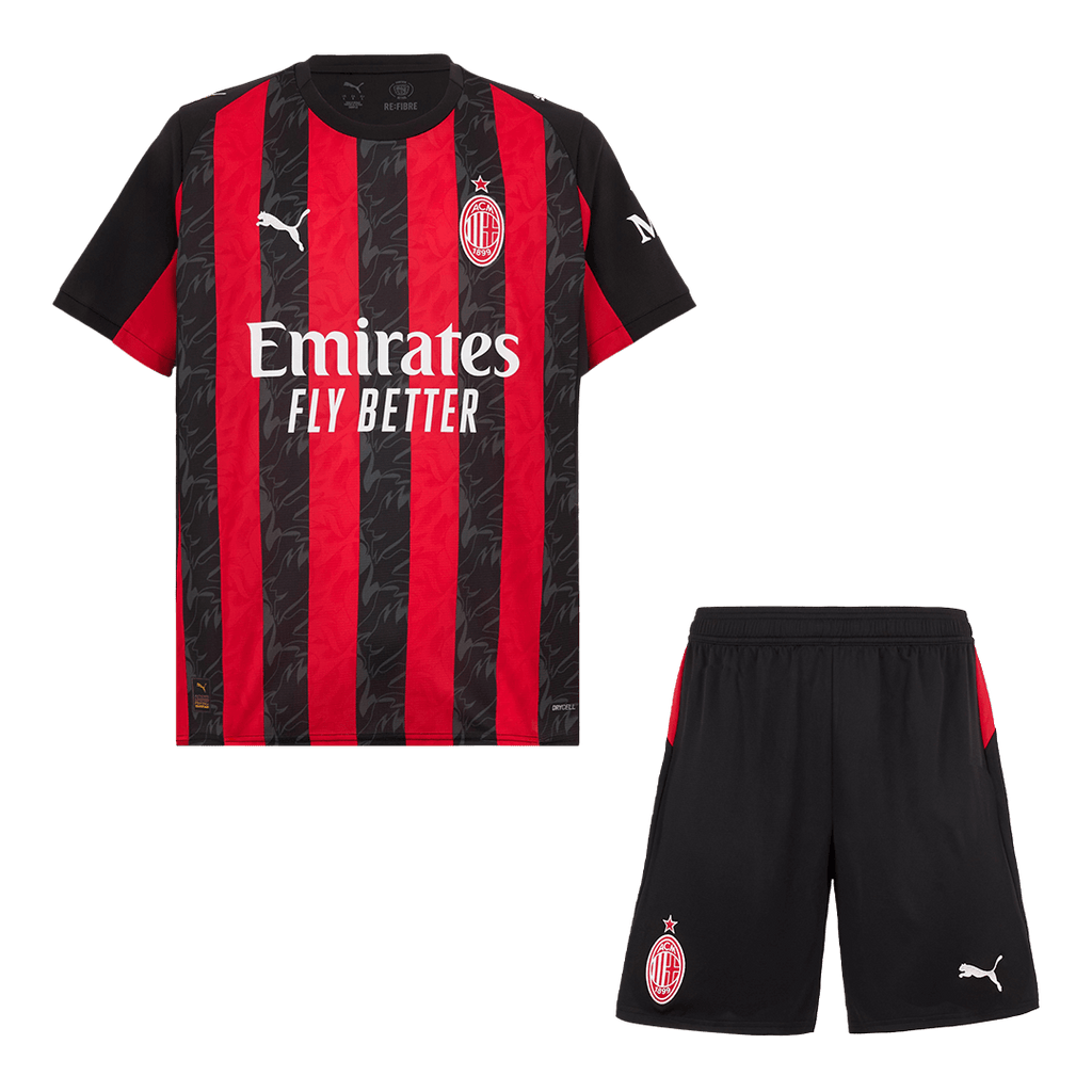Soccer Kits AC Milan Home Soccer Jersey Kit(Jersey+Shorts) 2025/26 Red&Black