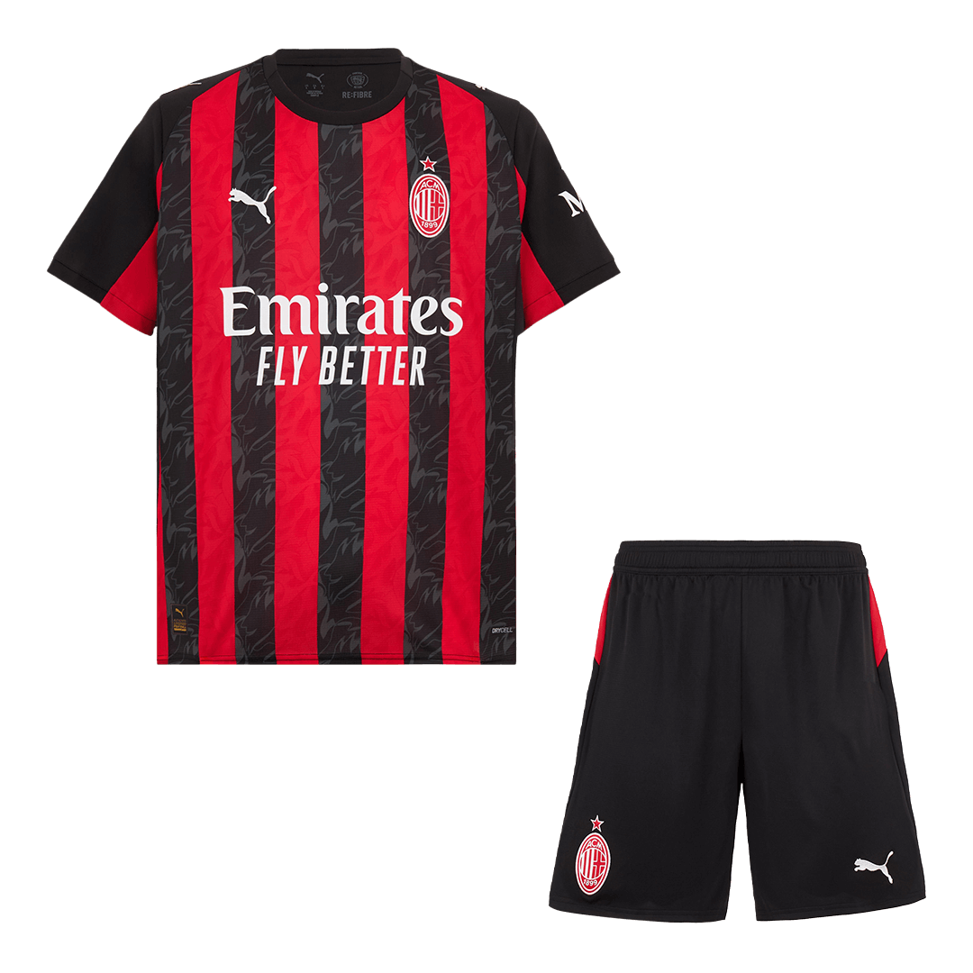 Soccer Kits AC Milan Home Soccer Jersey Kit(Jersey+Shorts) 2025/26 Red&Black