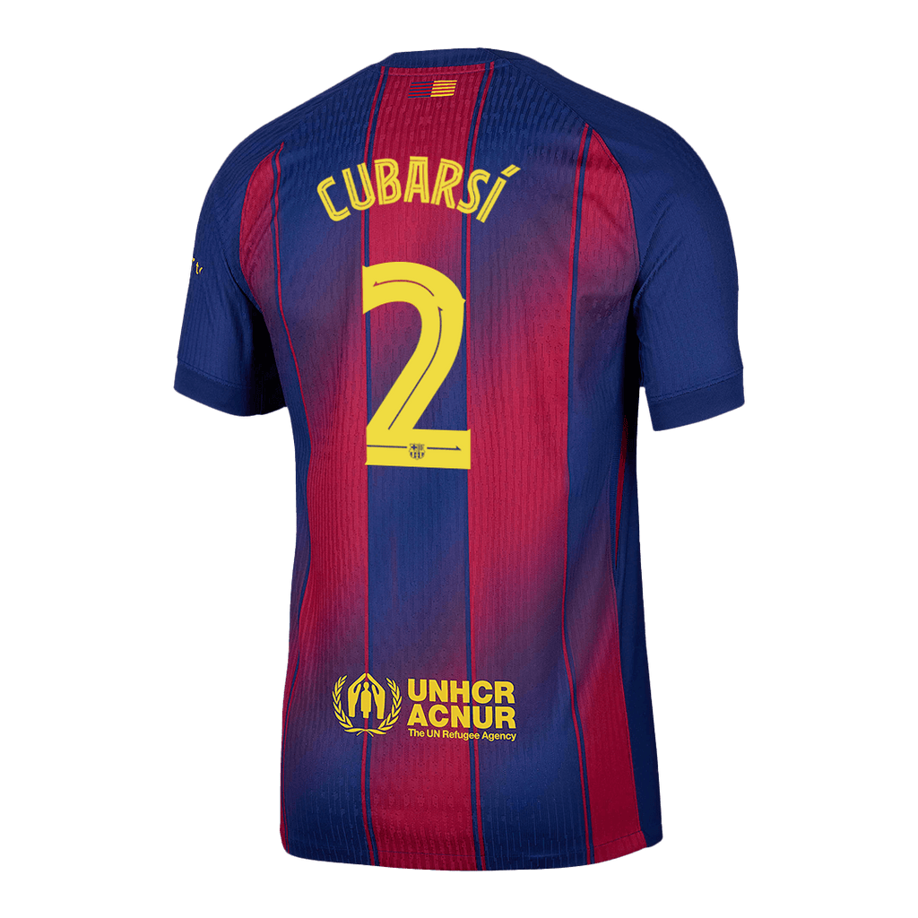 Soccer Kits Authentic CUBARSÍ #2 Barcelona Home Soccer Jersey 2025/26 Red&Blue - UCL