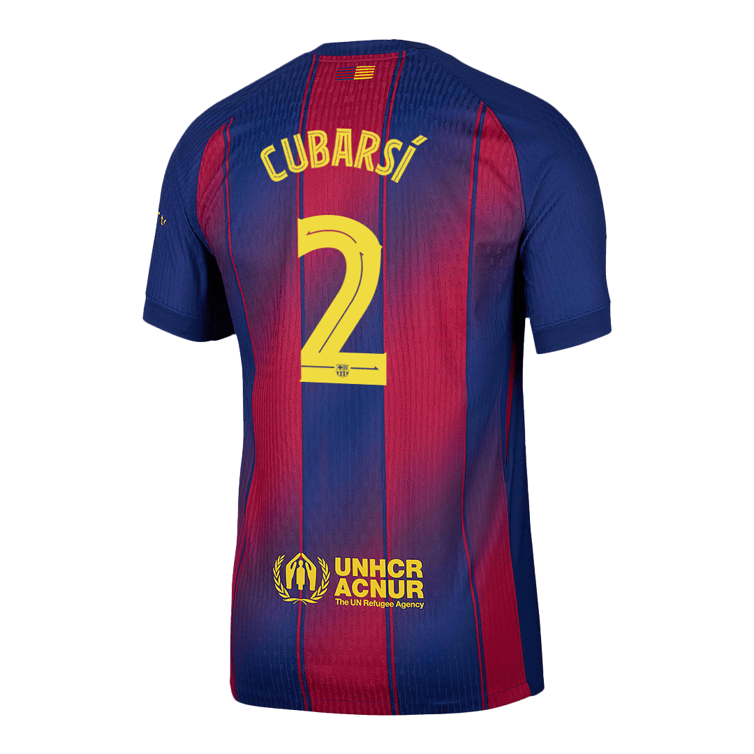 Soccer Kits Authentic CUBARSÍ #2 Barcelona Home Soccer Jersey 2025/26 Red&Blue - UCL