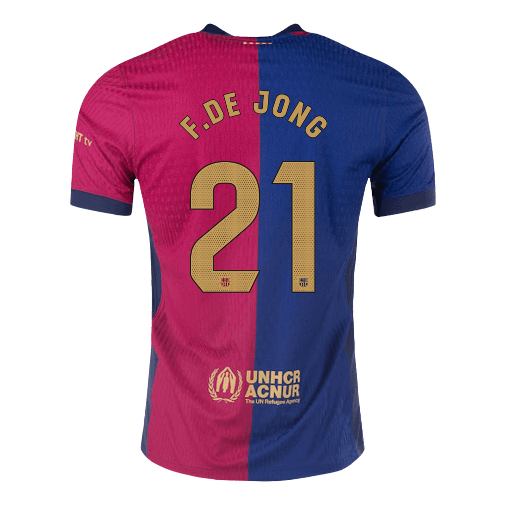 Soccer Kits Authentic F.DE JONG #21 Barcelona Home Soccer Jersey 2024/25 - Spotify Logo Without Text