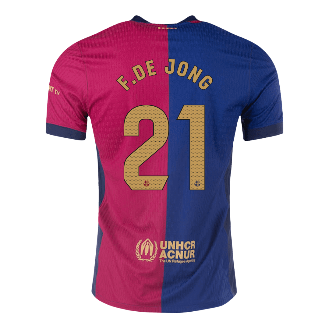 Soccer Kits Authentic F.DE JONG #21 Barcelona Home Soccer Jersey 2024/25 - Spotify Logo Without Text