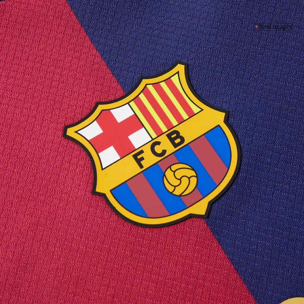 Maillot de football domicile Barcelone X Coldplay pour enfant (maillot + short) 2024/25 rouge et bleu