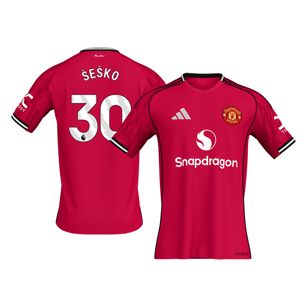 Kits de fútbol ŠEŠKO #30 Manchester United Home Soccer Jersey 2025/26 Rojo