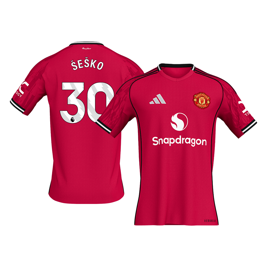 Kits de fútbol ŠEŠKO #30 Manchester United Home Soccer Jersey 2025/26 Rojo