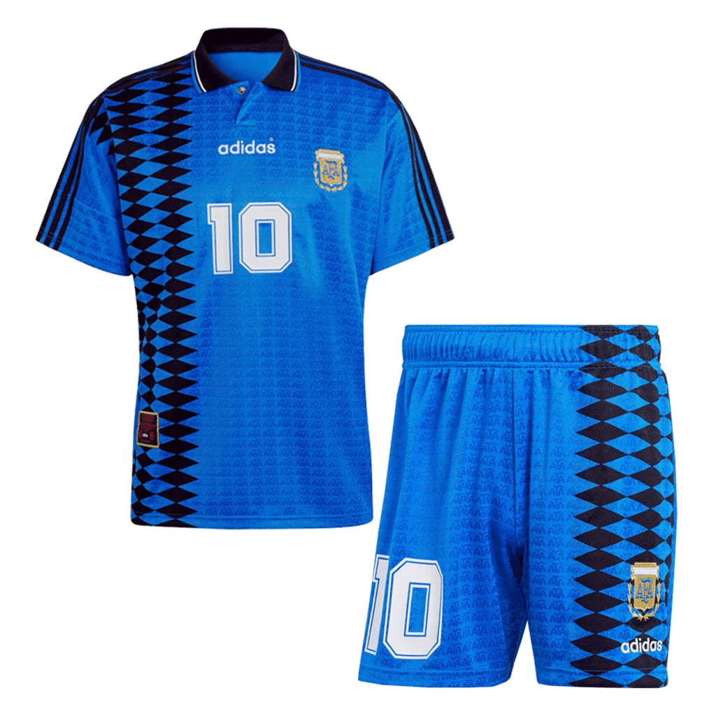 Camiseta de fútbol retro #10 de Argentina (camiseta y pantalones cortos) 1994