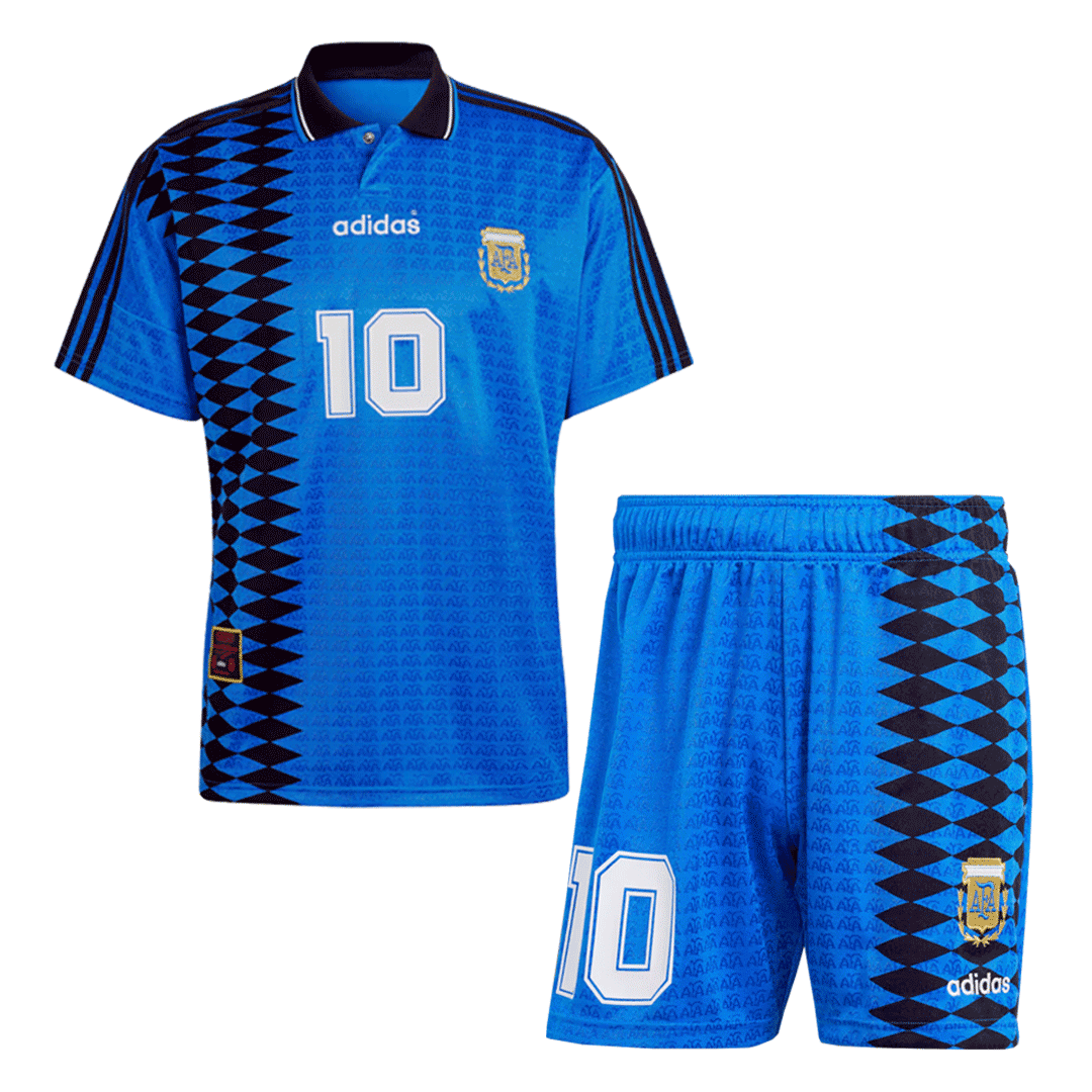 Camiseta de fútbol retro #10 de Argentina (camiseta y pantalones cortos) 1994