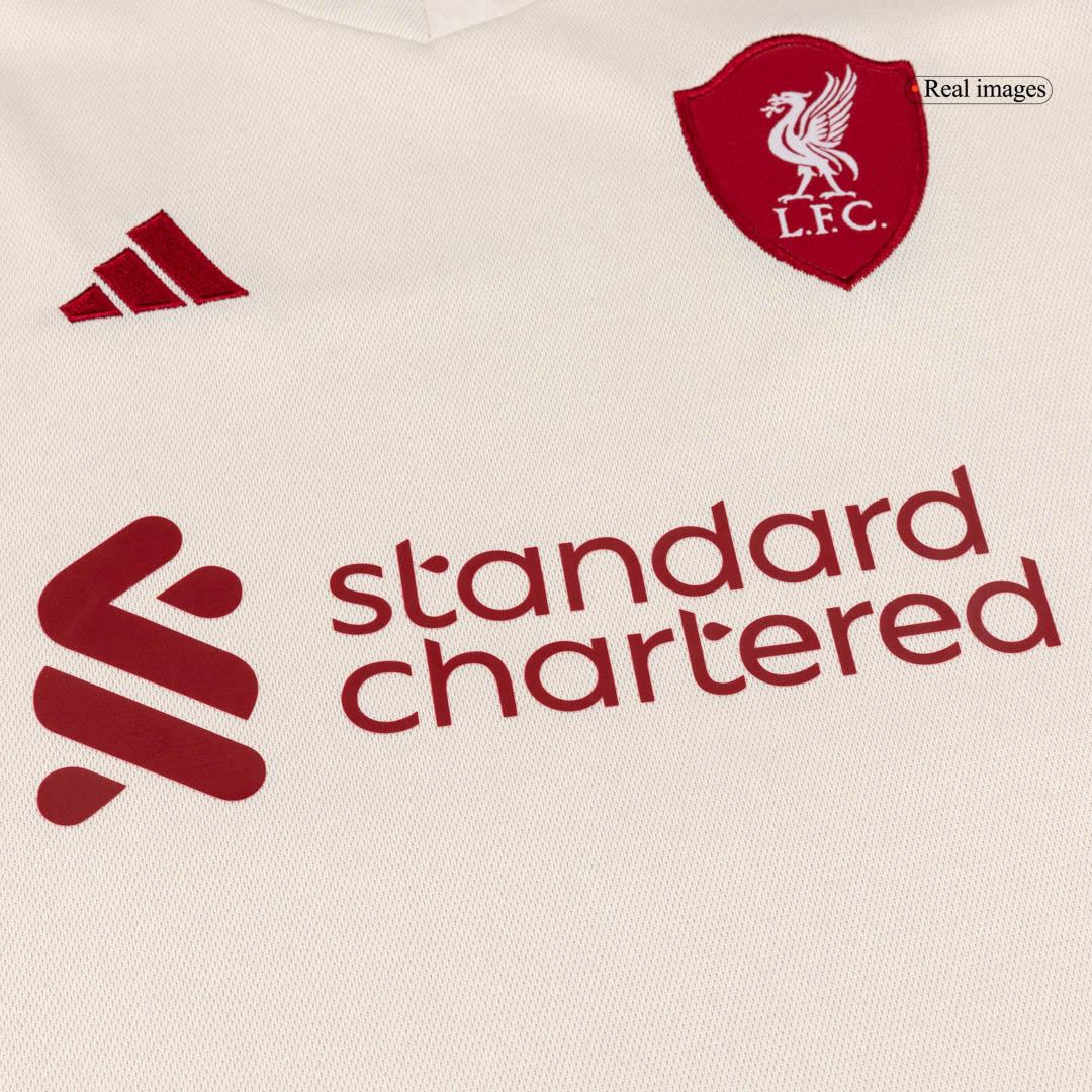 Camiseta de fútbol visitante del Liverpool para niños (camiseta y pantalones cortos) 25/26 blanco