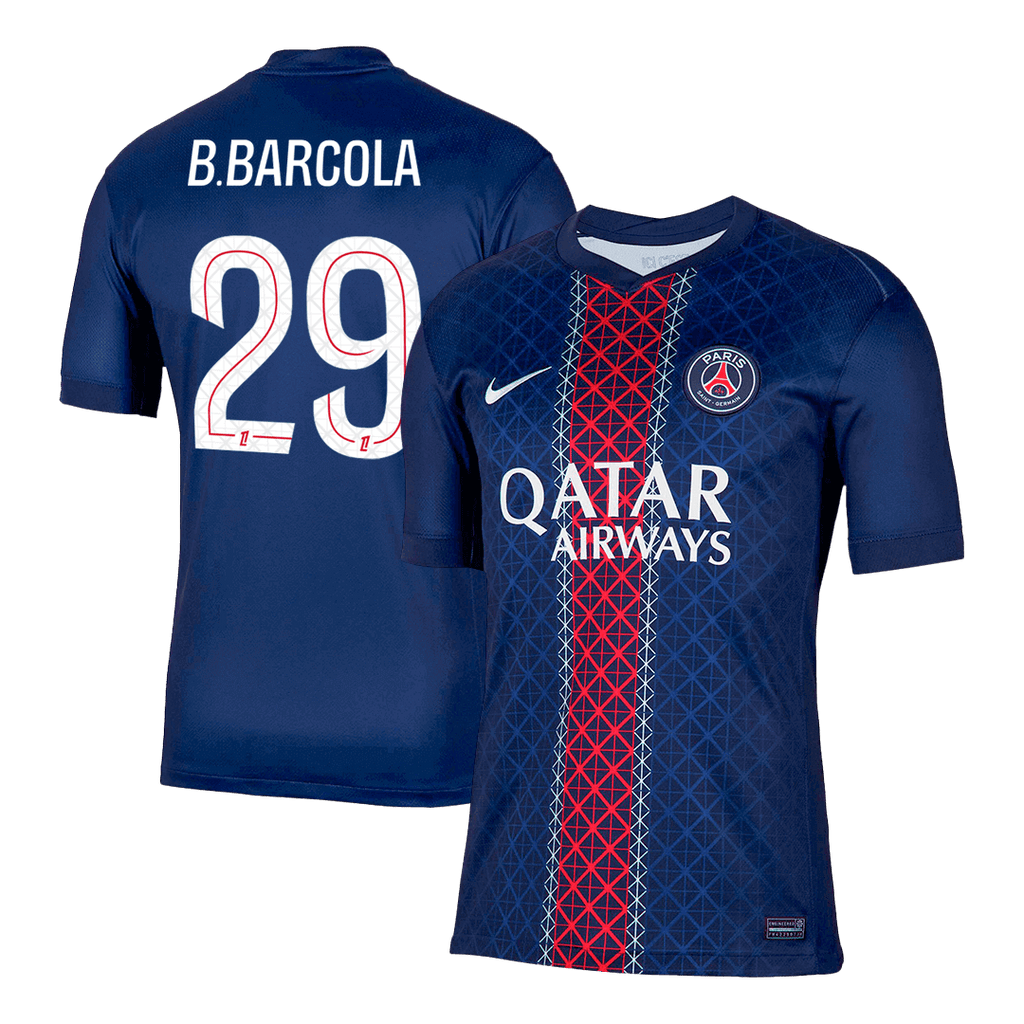Soccer Kits B.BARCOLA #29 PSG Home Soccer Jersey 2025/26 Navy