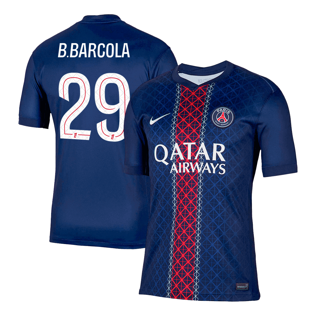 Soccer Kits B.BARCOLA #29 PSG Home Soccer Jersey 2025/26 Navy