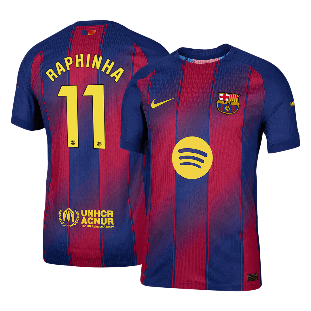 Soccer Kits Authentic RAPHINHA #11 Barcelona Home Soccer Jersey 2025/26 Red&Blue
