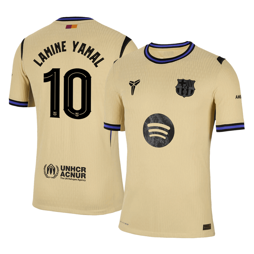 Soccer Kits Authentic LAMINE YAMAL #10 Barcelona Away Soccer Jersey 2025/26 Yellow - UCL
