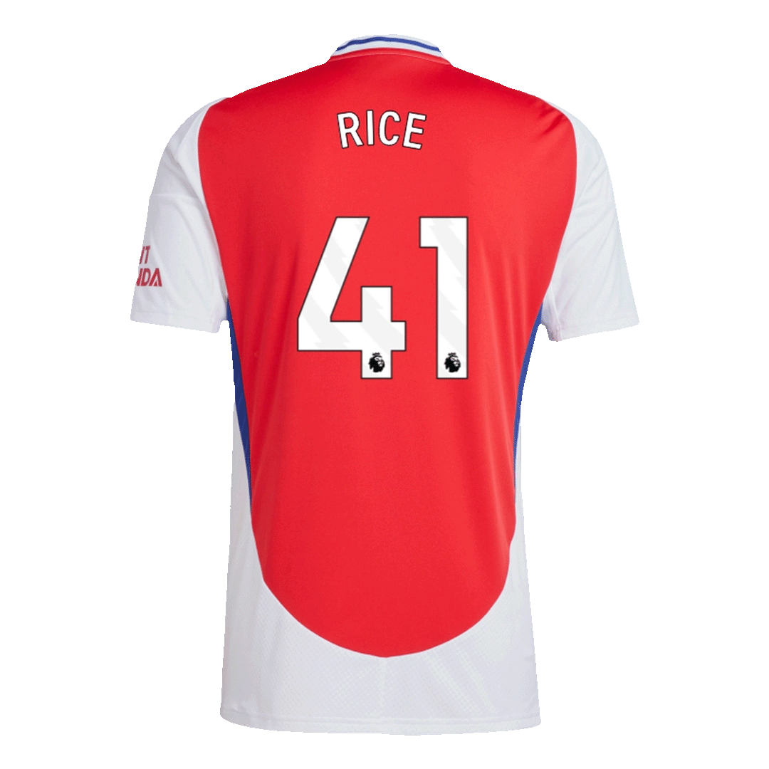 Kits de fútbol RICE #41 Arsenal Home Soccer Jersey 2024/25 Rojo