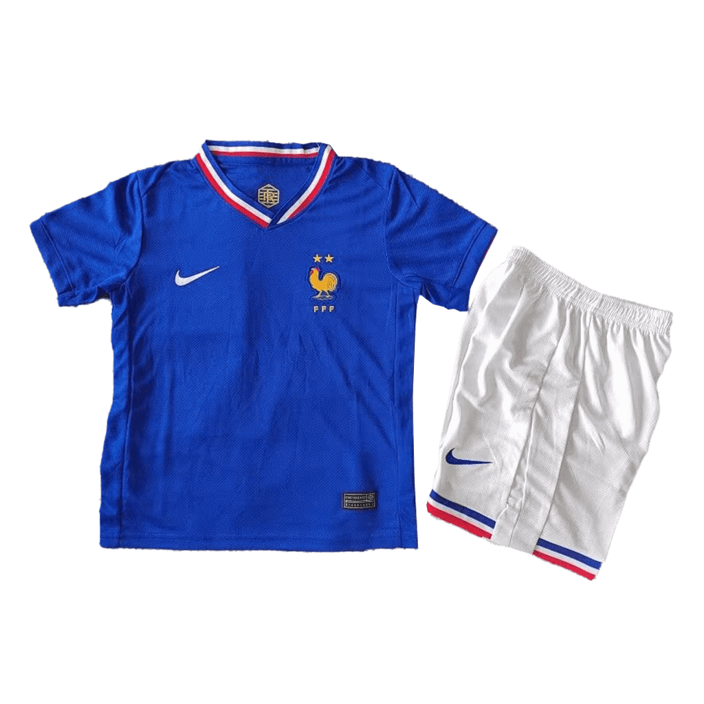 Kits de fútbol para niños: Camiseta local de Francia (camiseta, pantalones cortos y calcetines) para la Eurocopa 2024