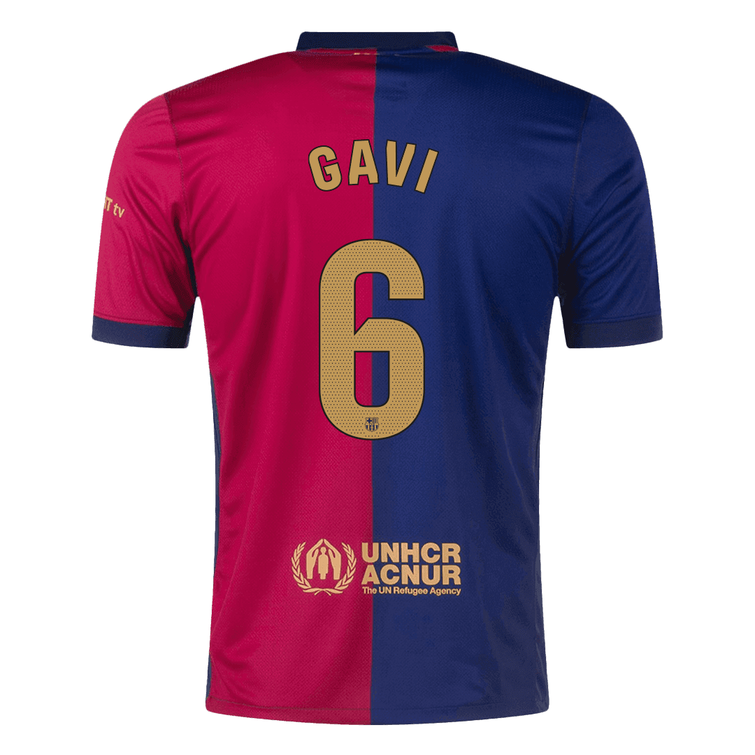 Maillot de football GAVI #6 Barcelone Domicile 2024/25 - Logo Spotify sans texte