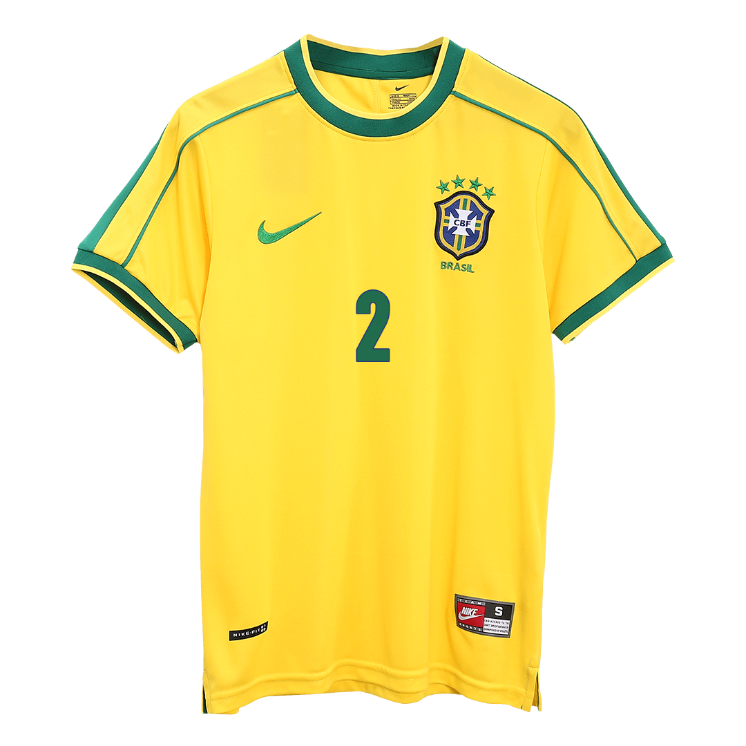 Soccer Kits CAFU #2 Retro 1998 Brazil Home Soccer Jersey - World Cup