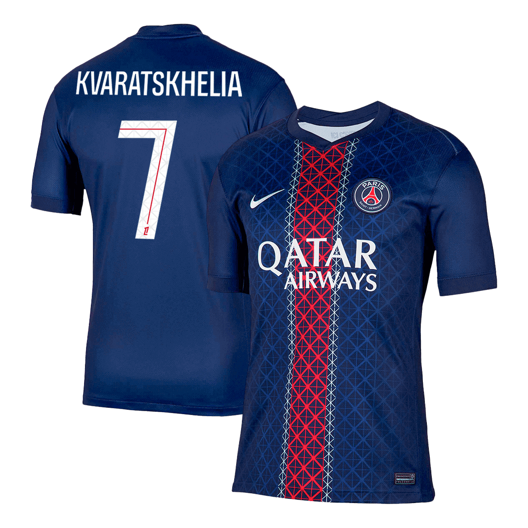 Maillot de football KVARATSKHELIA #7 PSG Domicile 2025/26 Bleu marine