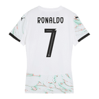 Camiseta de fútbol visitante de Portugal RONALDO #7 para mujer 2025, blanca
