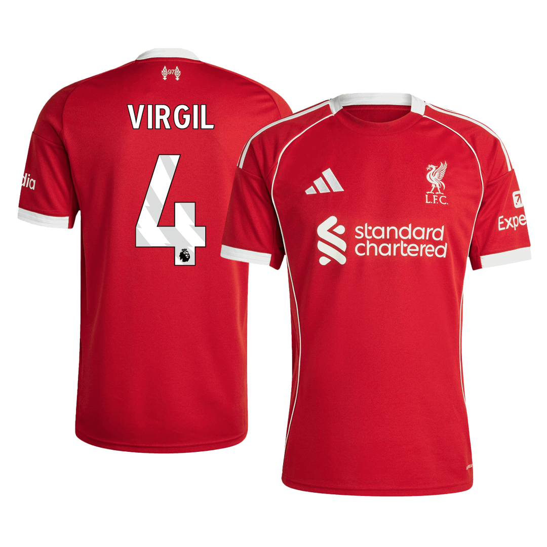 Kits de fútbol VIRGIL #4 Liverpool Home Soccer Jersey 2025/26 Rojo