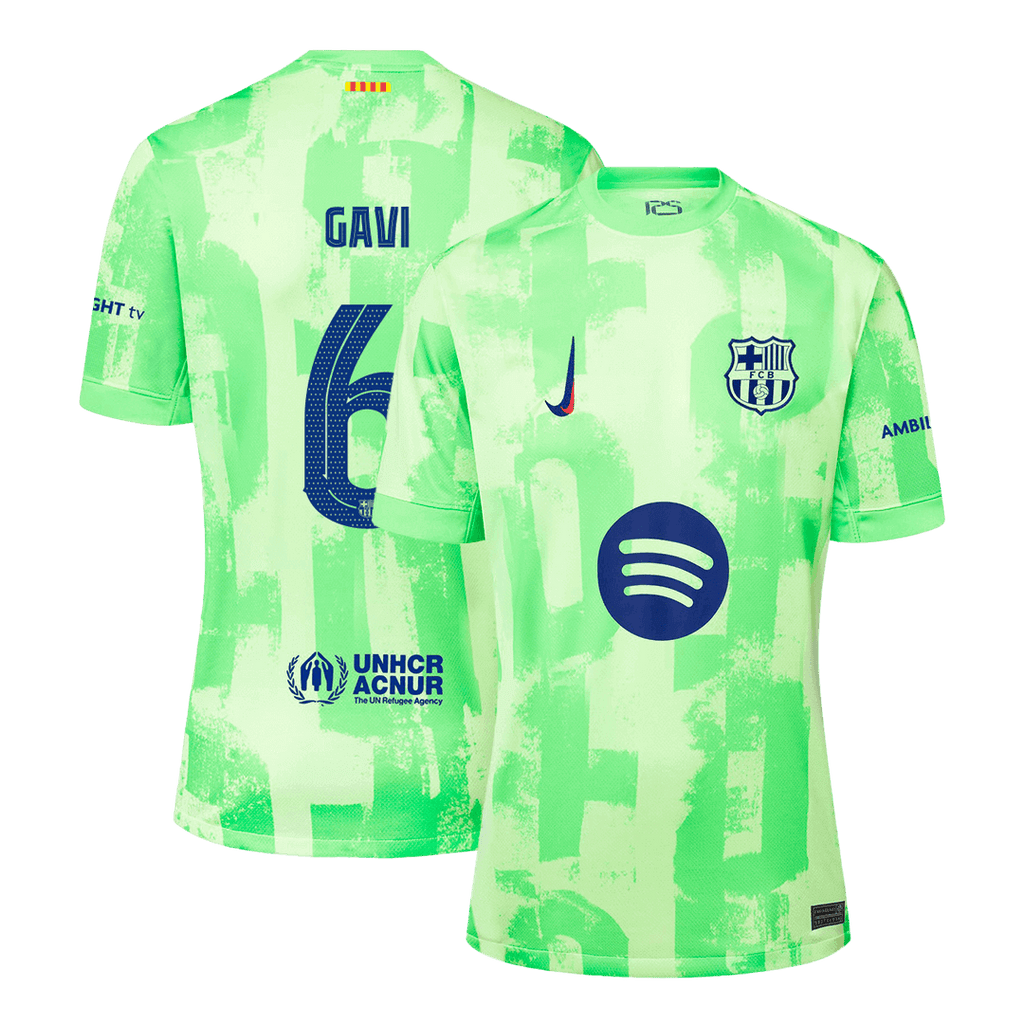 Maillot de football GAVI #6 Barcelone Third Extérieur 2024/25 - UCL£¨Logo Spotify sans texte£©