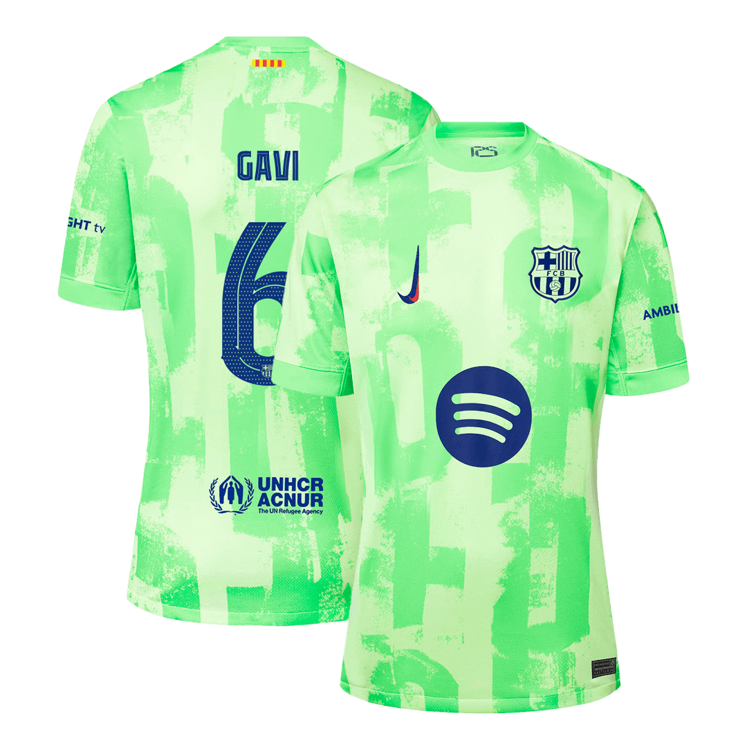 Maillot de football GAVI #6 Barcelone Third Extérieur 2024/25 - UCL£¨Logo Spotify sans texte£©
