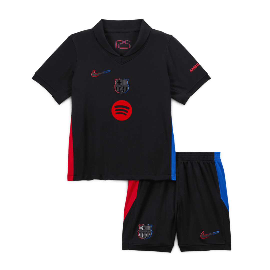 Maillot de football extérieur Barcelone 2024/25 pour enfant (maillot et short) - Logo Spotify sans texte