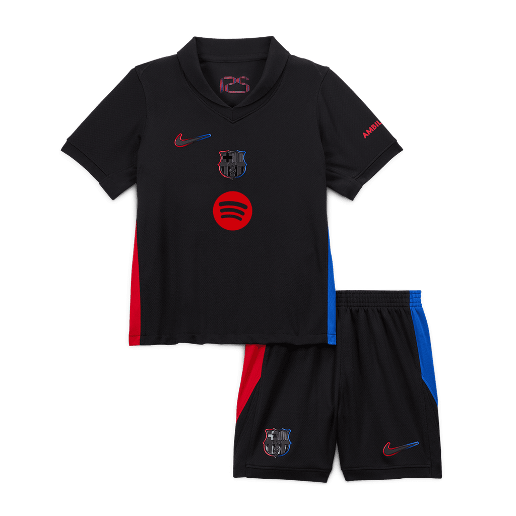 Kits de fútbol para niños del Barcelona (visitante) 2024/25 - Logotipo de Spotify sin texto
