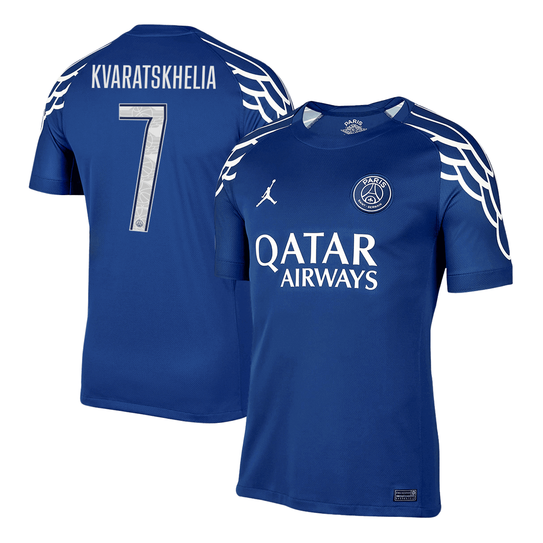 Maillot de football extérieur PSG KVARATSKHELIA #7 2024/25 Bleu marine - UCL
