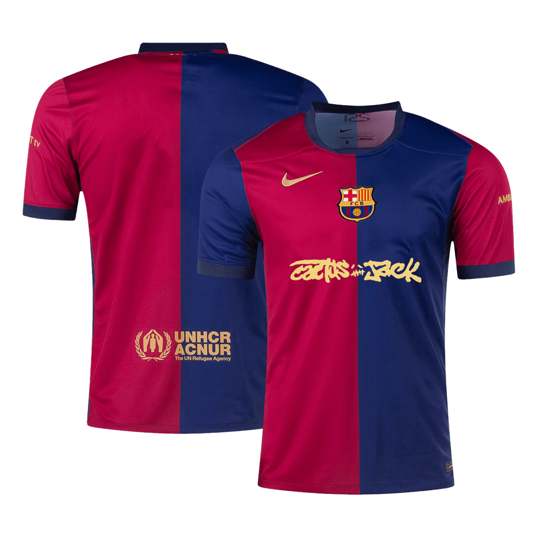 Soccer Kits Barcelona X Travis Scott Home Soccer Jersey 2024/25 Red&Blue