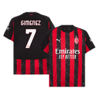 Maillot de football domicile AC Milan GIMENEZ #7 2025/26 Rouge et noir