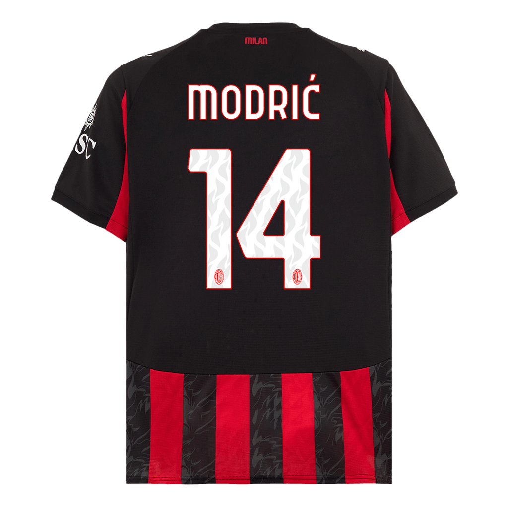 Maillot de football MODRIĆ #14 AC Milan Domicile 2025/26 Rouge et Noir