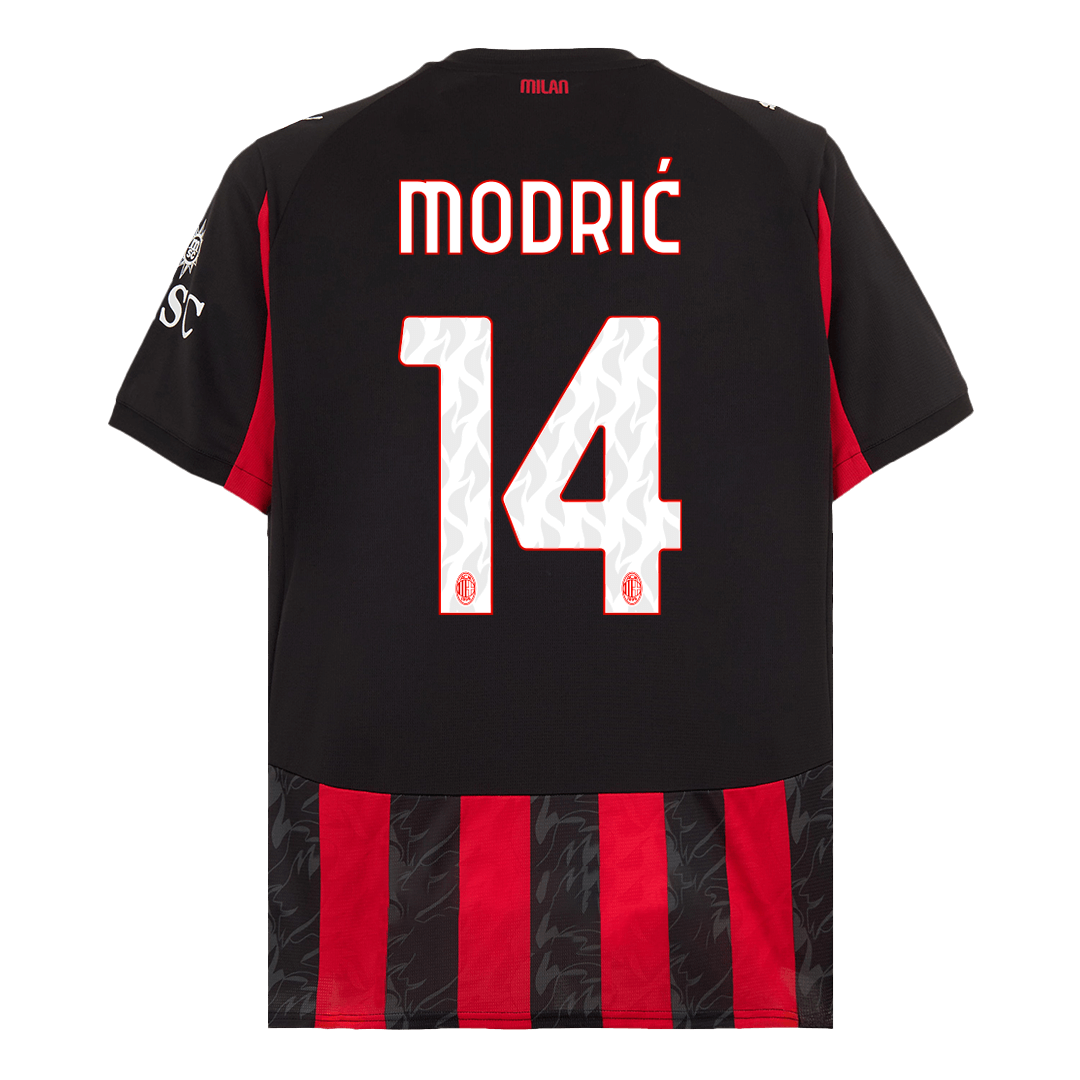 Maillot de football MODRIĆ #14 AC Milan Domicile 2025/26 Rouge et Noir