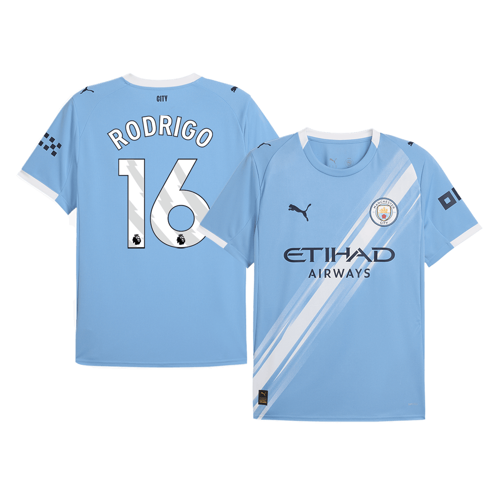 Kits de fútbol RODRIGO #16 Manchester City Camiseta de fútbol local 2025/26 Azul