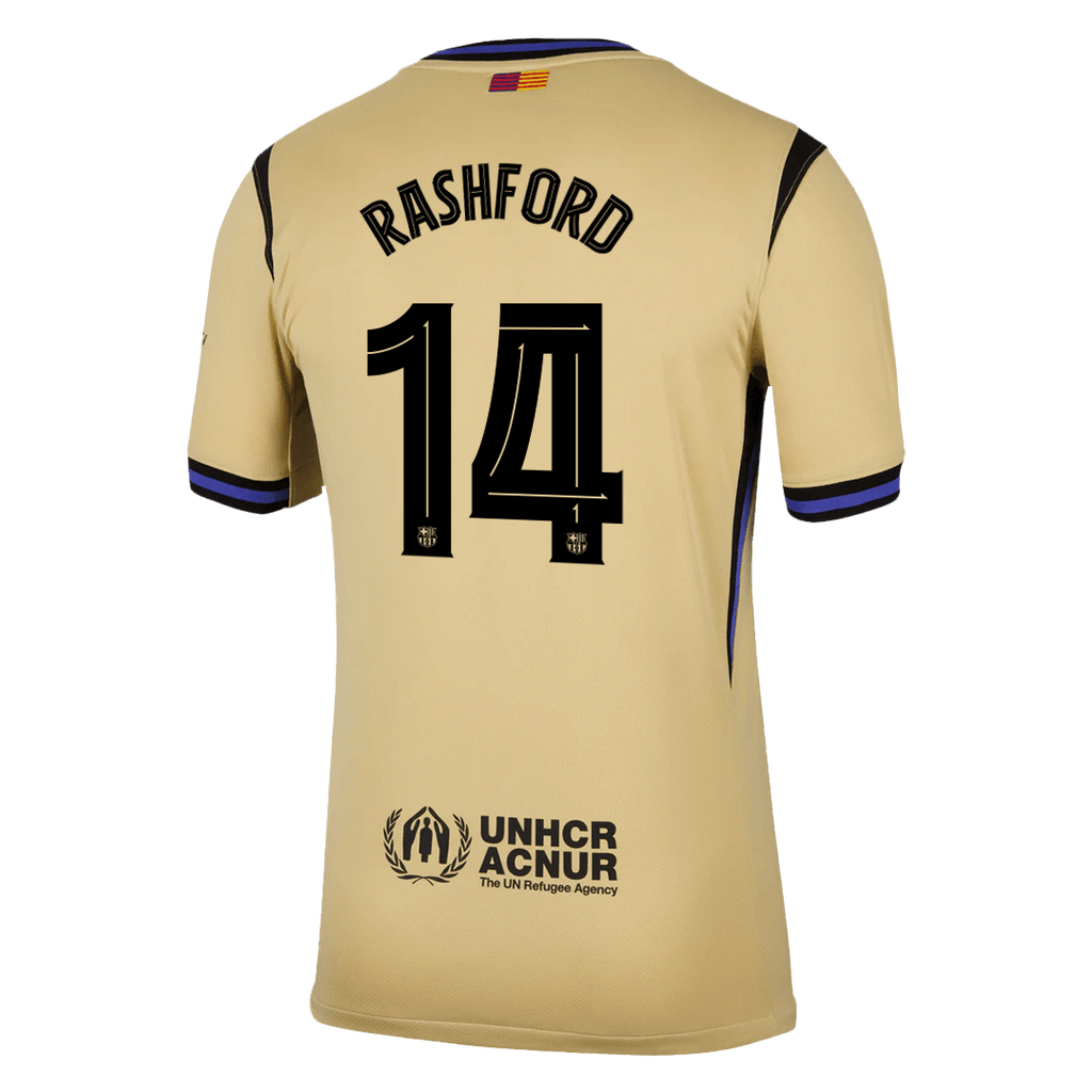 Maillot de football RASHFORD #14 Barcelone Extérieur 2025/26 Jaune - UCL