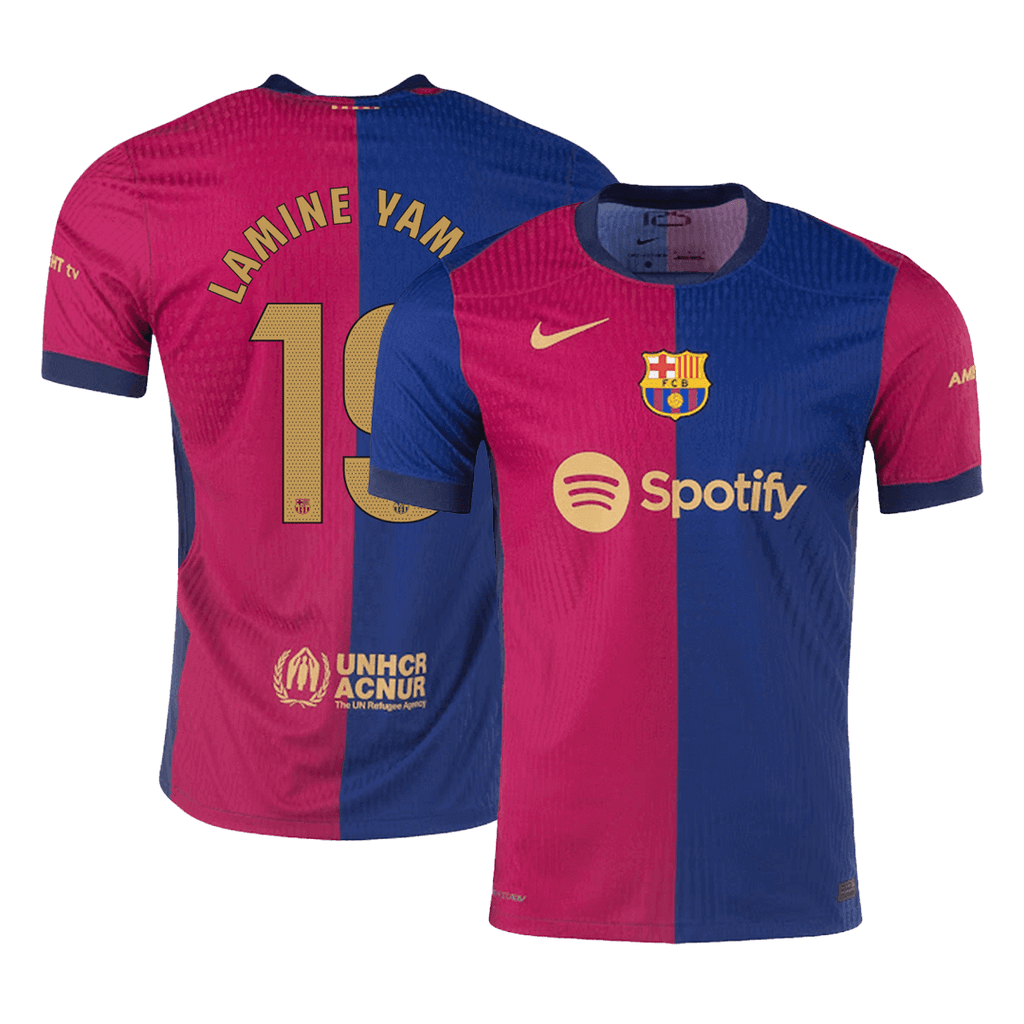 Soccer Kits Authentic  LAMINE YAMAL #19 Barcelona Home Football Shirt 2024/25- - old sponsor