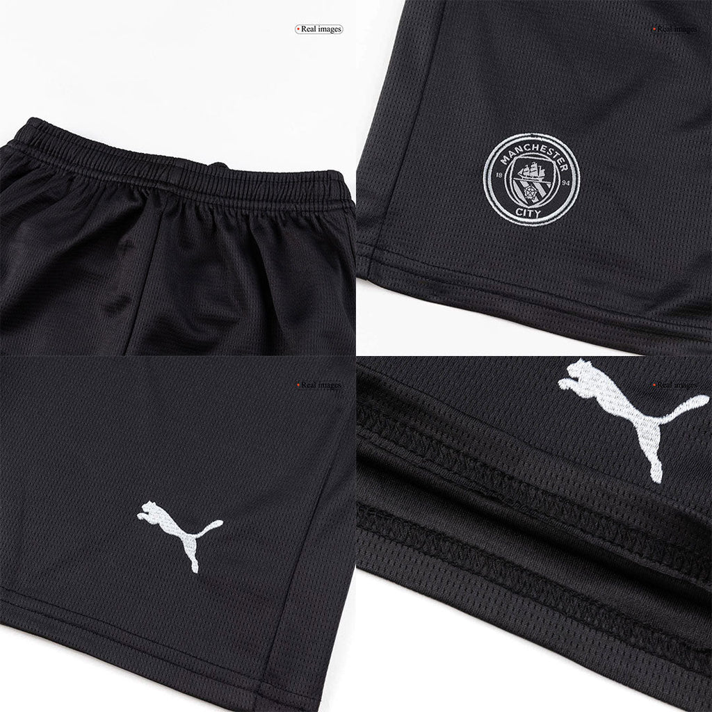 Camiseta de visitante del Manchester City para niño (camiseta y pantalón corto) 2025/26, color negro