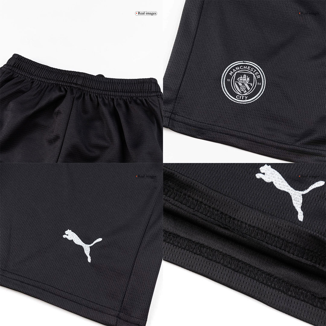 Camiseta de visitante del Manchester City para niño (camiseta y pantalón corto) 2025/26, color negro