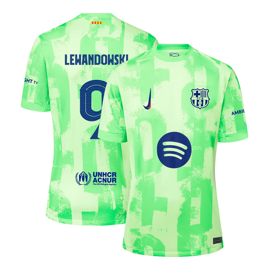 Kits de fútbol LEWANDOWSKI #9 Barcelona Tercera camiseta de fútbol de visitante 2024/25 - UCL£¨Logotipo de Spotify sin texto£©