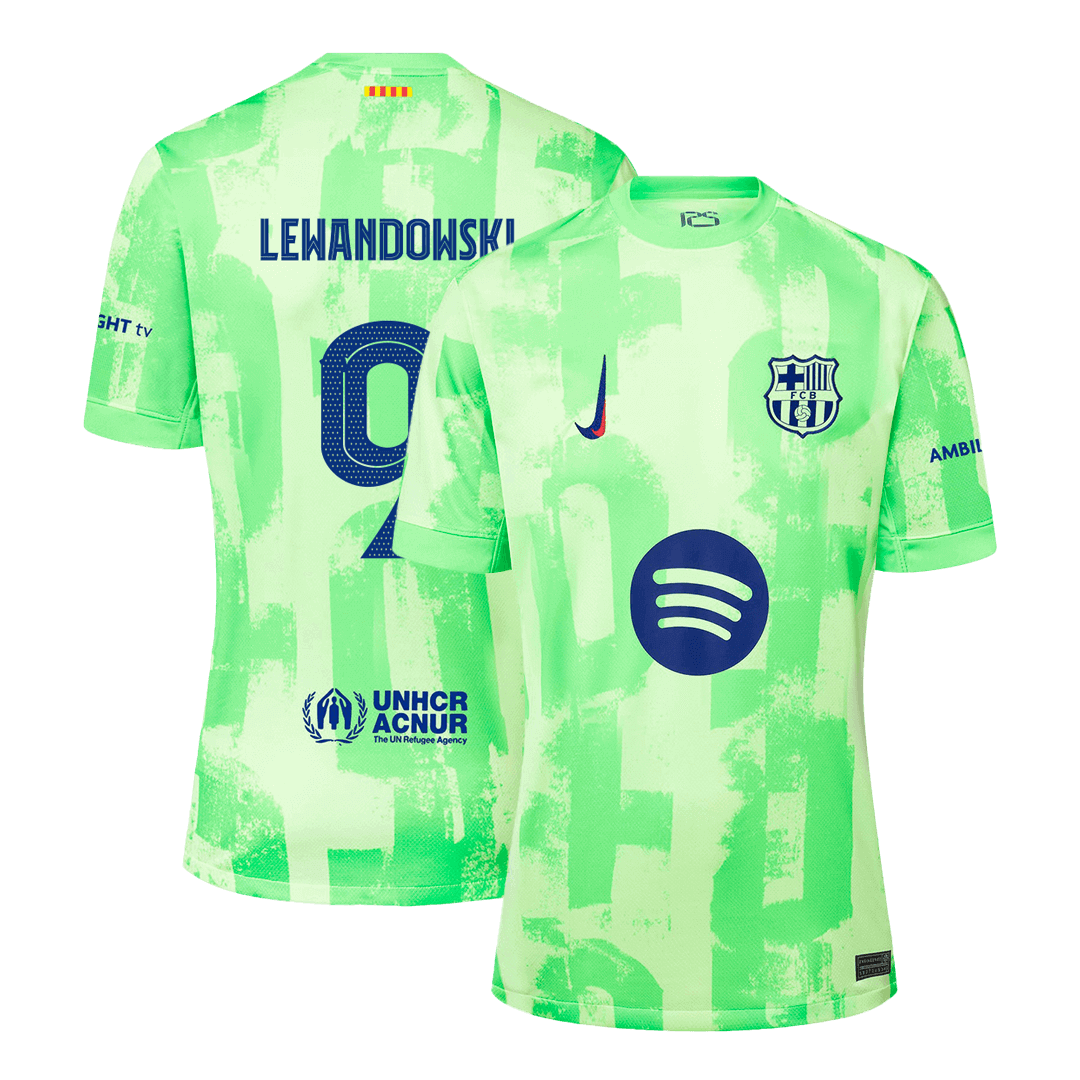 Maillot de football LEWANDOWSKI #9 Barcelone Third Extérieur 2024/25 - UCL£¨Logo Spotify sans texte£©