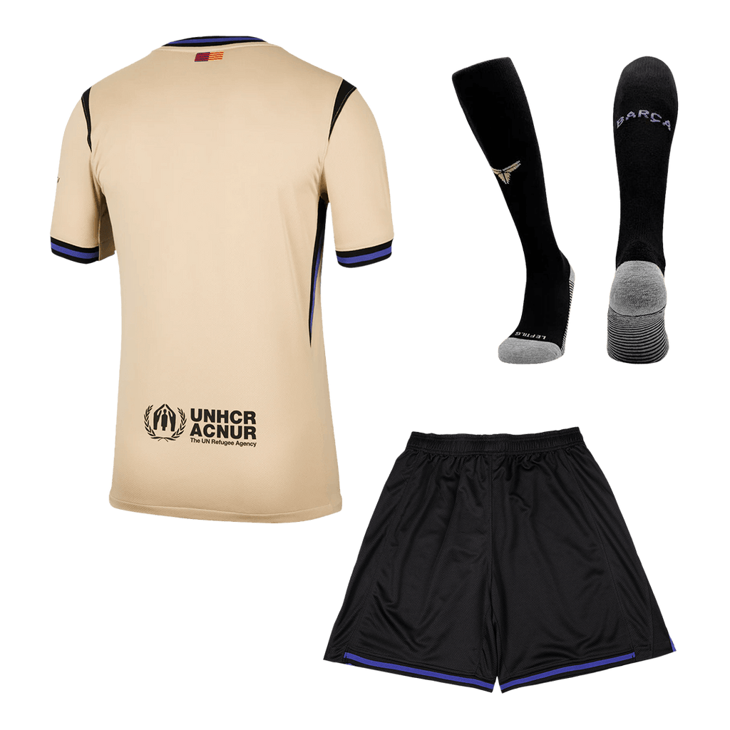 Soccer Kits Barcelona Away Soccer Jersey Kit(Jersey+Shorts+Socks) 2025/26 Yellow&Black