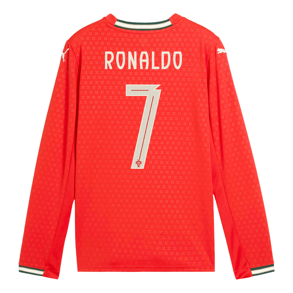 Kits de fútbol RONALDO #7 Portugal Home Camiseta de fútbol de manga larga 2025 Rojo