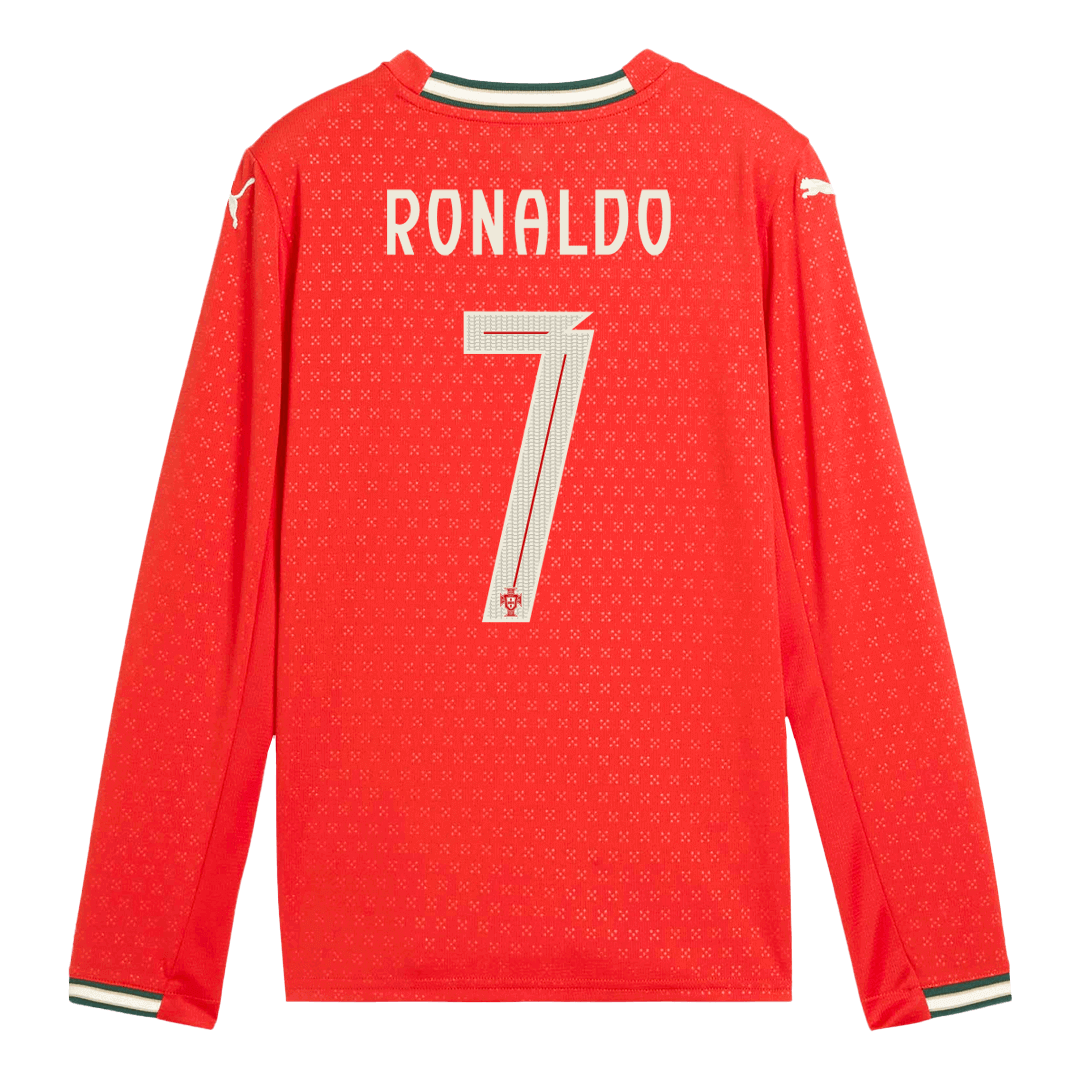 Kits de fútbol RONALDO #7 Portugal Home Camiseta de fútbol de manga larga 2025 Rojo