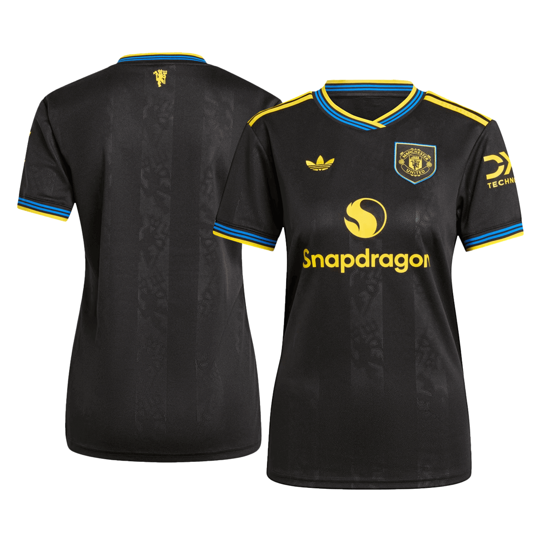 Soccer Kits Women's Manchester United Third Away Soccer Jersey 2025/26 Black
