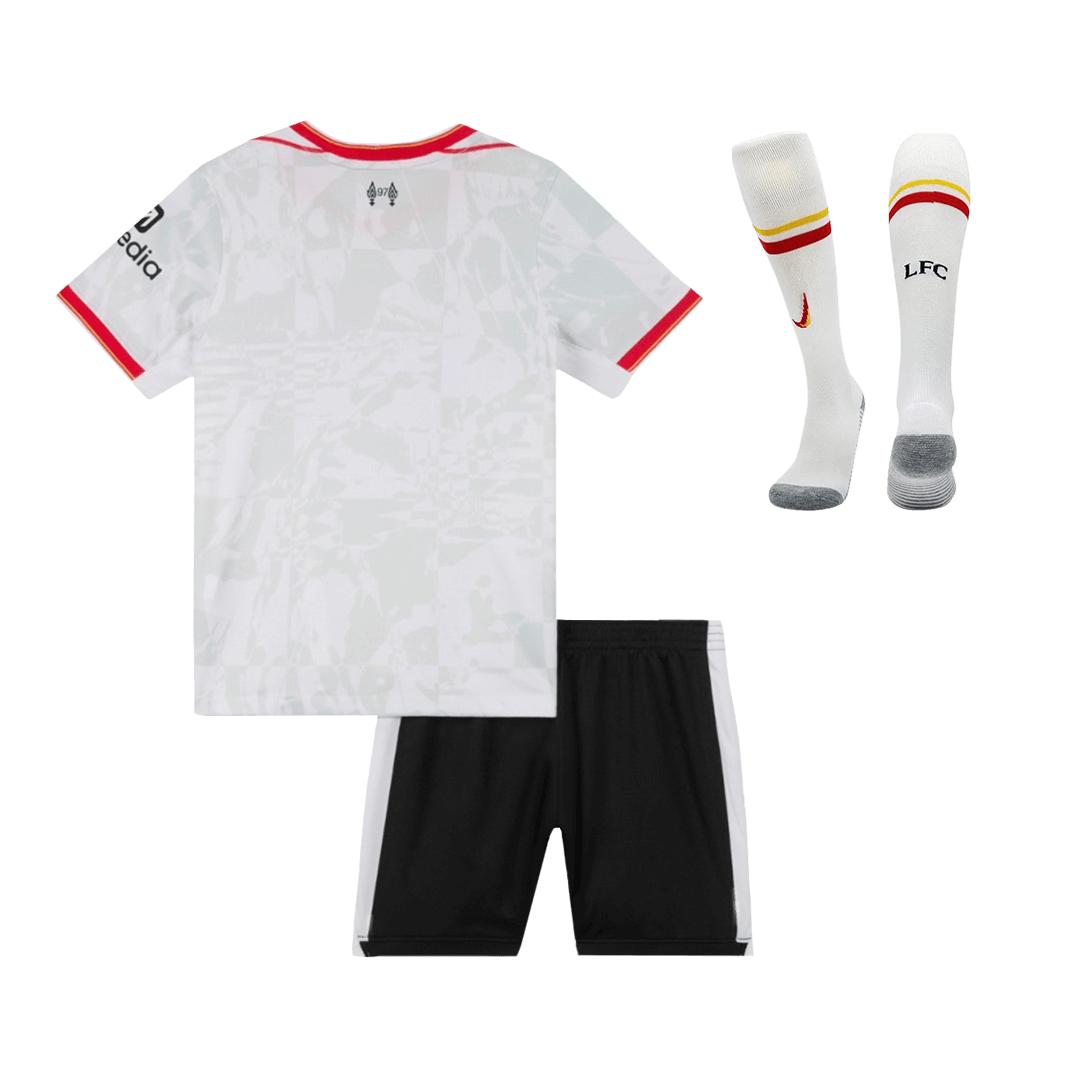 Camiseta de fútbol infantil de visitante del Liverpool (camiseta, pantalón corto y calcetines) 2024/25