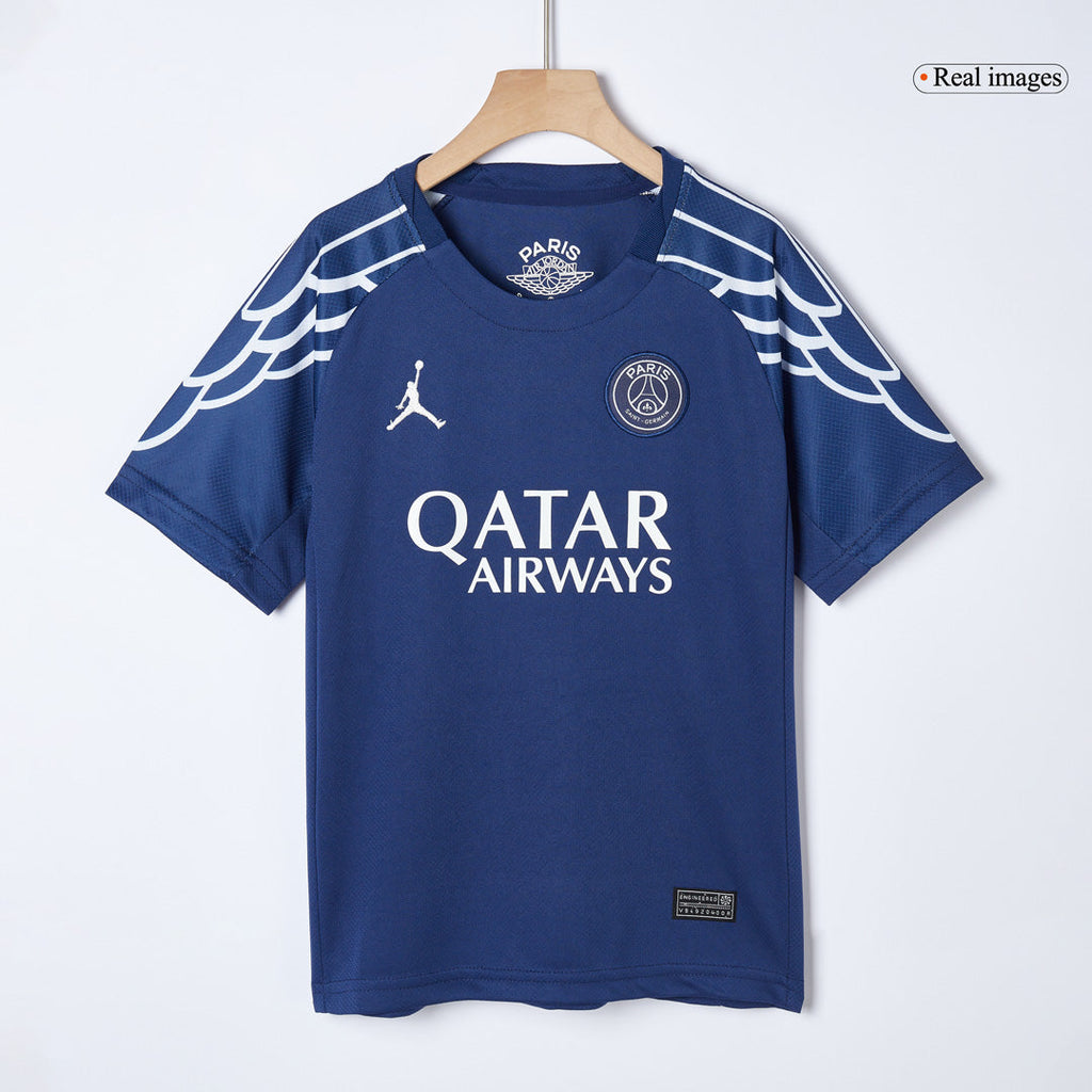 Camiseta de fútbol infantil de visitante del PSG (camiseta y pantalón corto) 2024/25, color azul marino