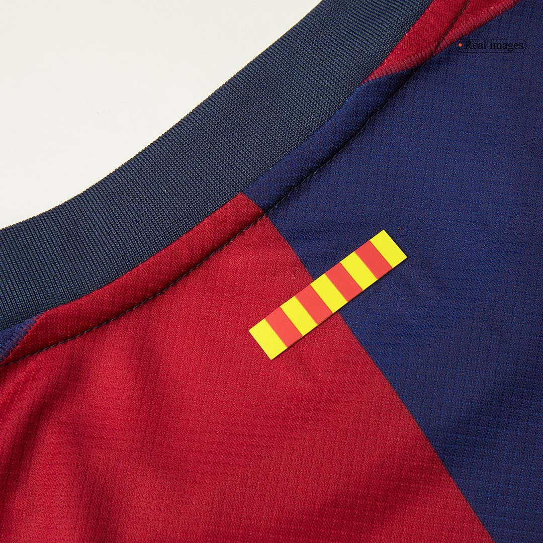Maillot de football RAPHINHA #11 Barcelone Domicile 2024/25 Rouge et Bleu - UCL (Logo Spotify sans texte)