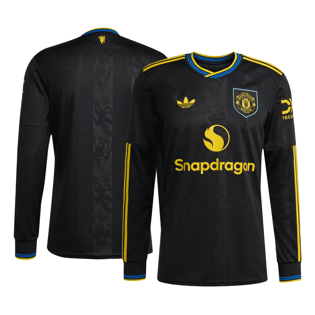 Maillot de football Manchester United Third Extérieur Manches Longues 2025/26 Noir
