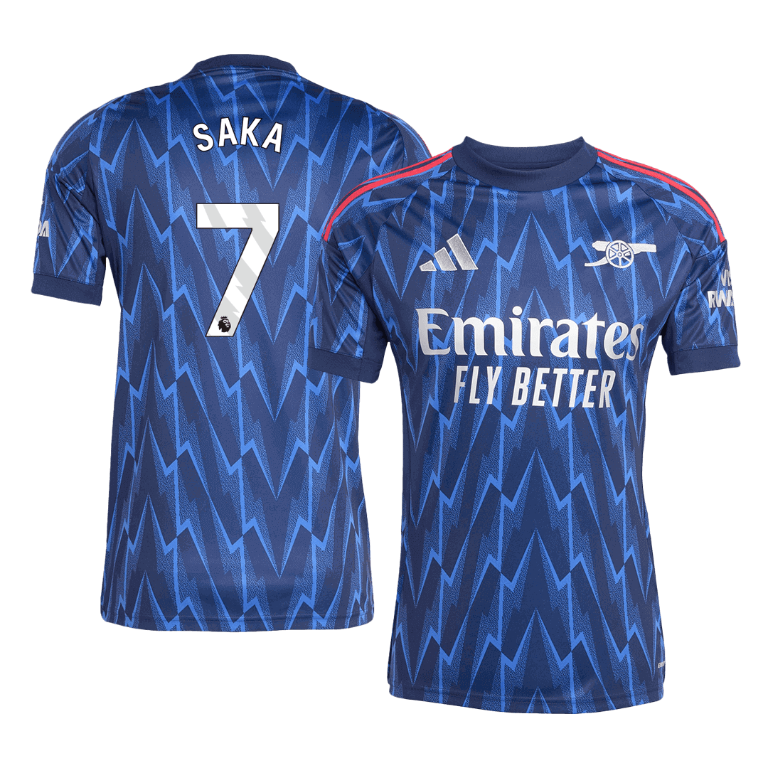 Kits de fútbol SAKA #7 Arsenal Camiseta de fútbol visitante 2025/26 Azul