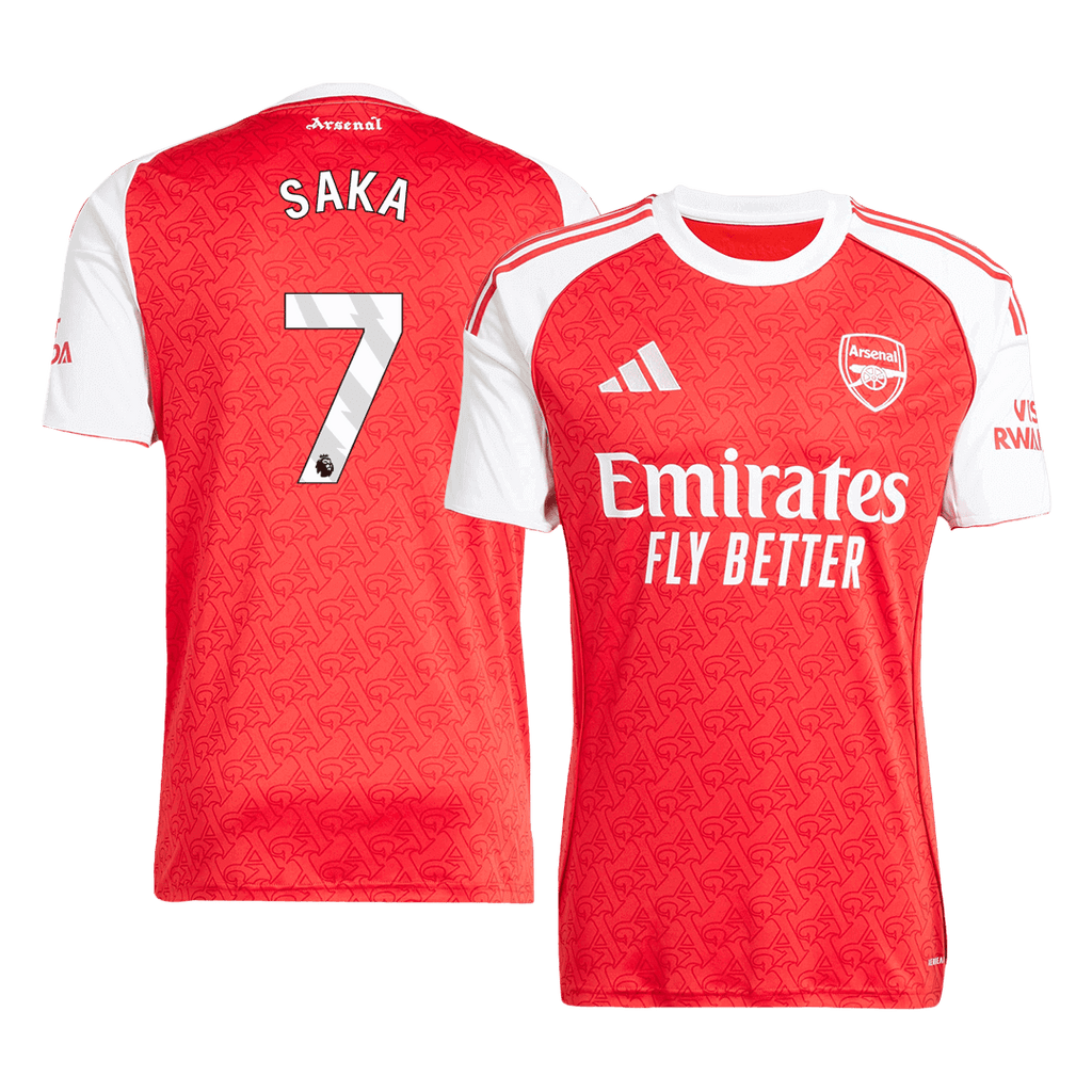 Kits de fútbol SAKA #7 Arsenal Home Soccer Jersey 2025/26 Rojo
